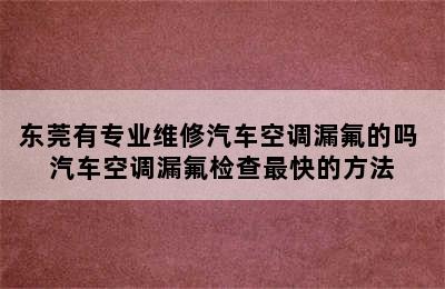 东莞有专业维修汽车空调漏氟的吗 汽车空调漏氟检查最快的方法